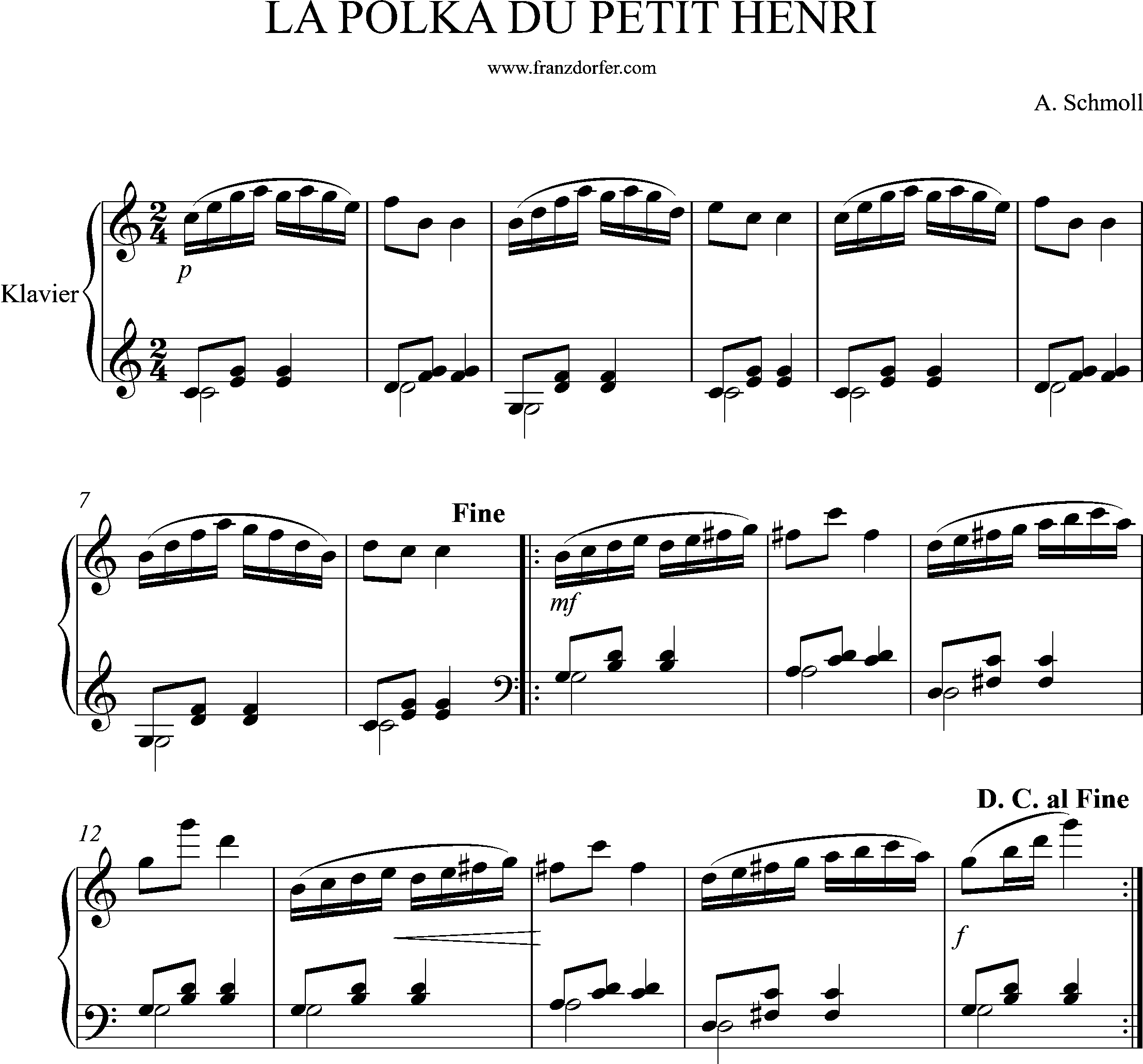 klaviernoten, la polka, schmoll